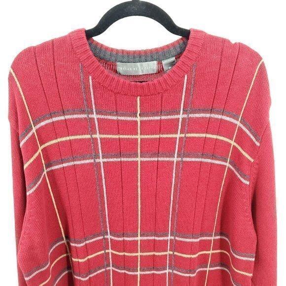 Men's Oscar de la Renta XL Ribbed Red Crew Neck Sweater 100% Cotton - Picture 4 of 16